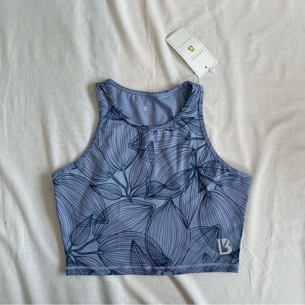 Buffbunny | blue citrus crop top, L